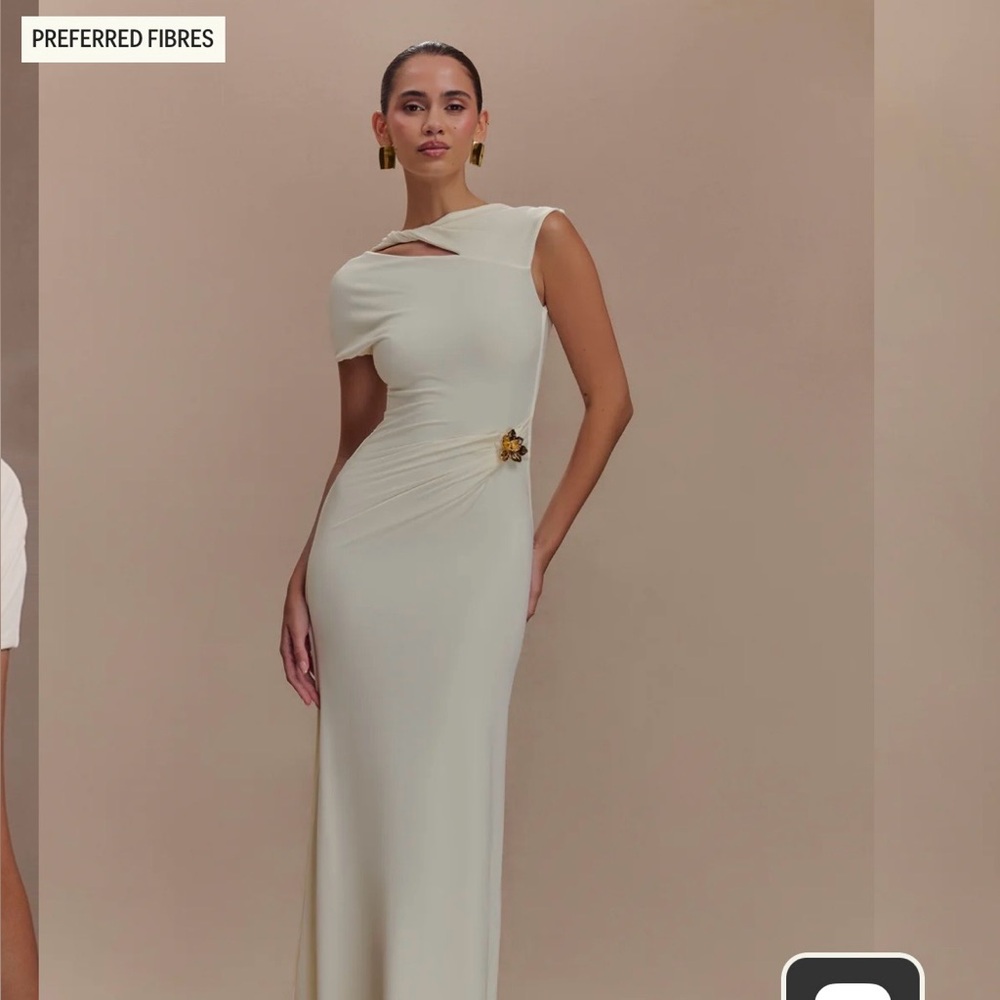 NWT Meshki Kaida Slinky Maxi Dress With Hardware - Ivory